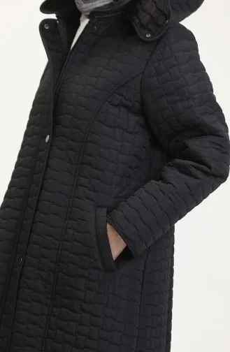 Grote Maat Gewatteerde Jas Met Capuchon 6134-04 Zwart 6134-04