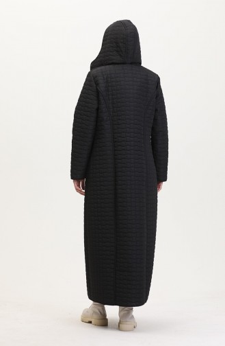 Büyük Beden Kapüşonlu Kapitone Mont 6134-04 Siyah