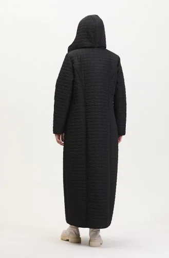Grote Maat Gewatteerde Jas Met Capuchon 6134-04 Zwart 6134-04