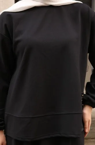 Zweiteiliges Set Aus Scuba-Stoff Mit Hijab-Tunika Und Rock 0221-01 Schwarz 0221-01