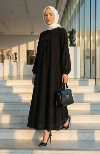 فستان بأزرار مفصلة 4114-01 أسود 4114-01