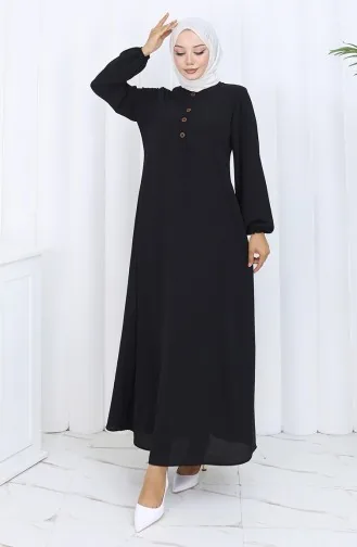 فستان بأزرار مفصلة 4114-01 أسود 4114-01