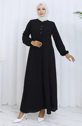 فستان بأزرار مفصلة 4114-01 أسود 4114-01