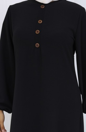 Düğme Detaylı Elbise 4114-01 Siyah