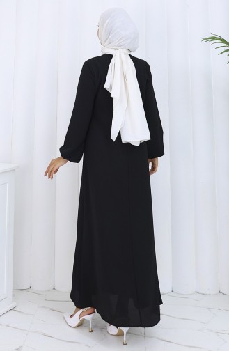 Düğme Detaylı Elbise 4114-01 Siyah