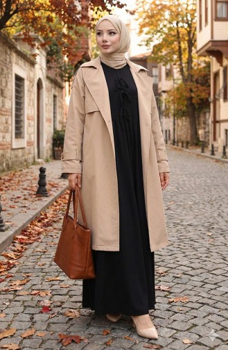 Robe Hijab Confortable à La Coupe Ornée De Dentelle 2171-03 Noir 2171-03