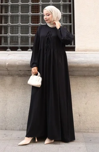 Lace Detailed Comfortable Cut Hijab Dress 2171-03 Black 2171-03