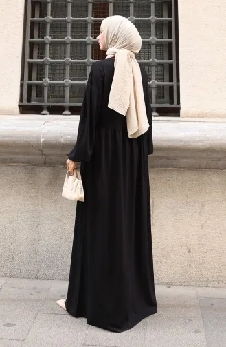 Lace Detailed Comfortable Cut Hijab Dress 2171-03 Black 2171-03