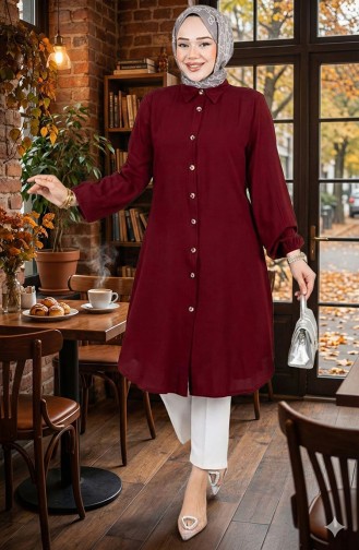 Viscose Tuniek Met Elastische Mouwen 0171-06 Bordeauxrood 0171-06