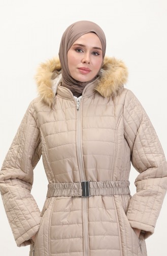 Steppmantel Mit Kapuze 0813-05 Beige 0813-05