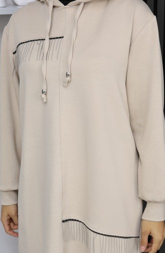 Oysho Fabric Chain Detailed Two-Piece Hijab Suit 0212-04 Beige 0212-04