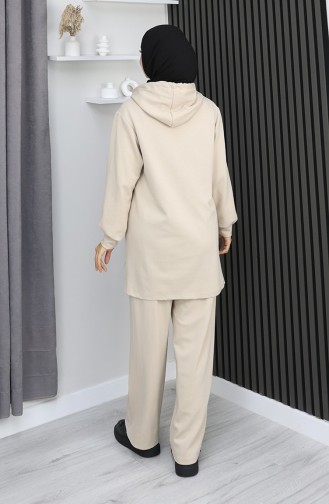Oysho Fabric Chain Detailed Two-Piece Hijab Suit 0212-04 Beige 0212-04