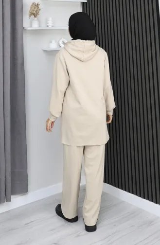 Oysho Stoff-Hijab-Anzug Mit Kettenverzierung Zweiteilig Beige 0212-04 0212-04