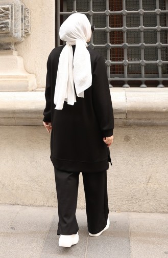 Oysho Fabric Flower Appliqued Hijab Two Piece Suit 0214-03 Black 0214-03