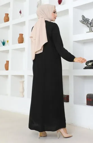 Half Buttoned Viscose Dress 7103-02 Black 7103-02