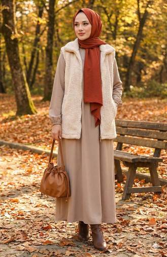 Viskose Kleid Mit Halben Knöpfen 7103-04 Stein 7103-04