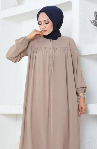 Viskose Kleid Mit Halben Knöpfen 7103-04 Stein 7103-04