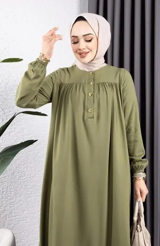 Half Buttoned Viscose Dress 7103-10 Khaki 7103-10
