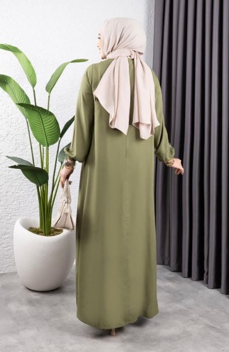 Viscose Jurk Met Halve Knoopjes 7103-10 Khaki 7103-10
