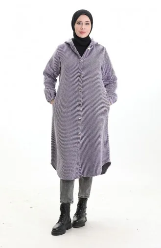 Manteau En Cachemire à Capuche Et Boutons 0201-01 Lilas 0201-01