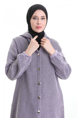 Kaschmir Mantel Mit Kapuze Und Knöpfen 0201-01 Lila 0201-01