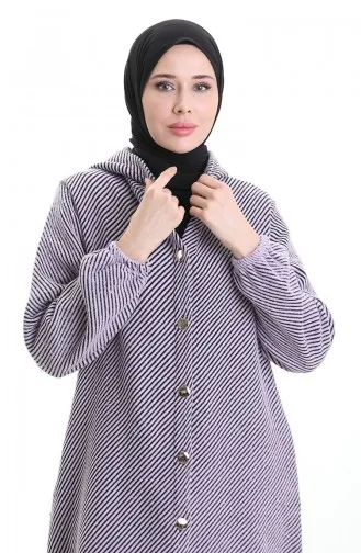 Manteau En Cachemire à Capuche Et Boutons 0201-01 Lilas 0201-01