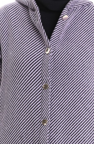 Kaschmir Mantel Mit Kapuze Und Knöpfen 0201-01 Lila 0201-01