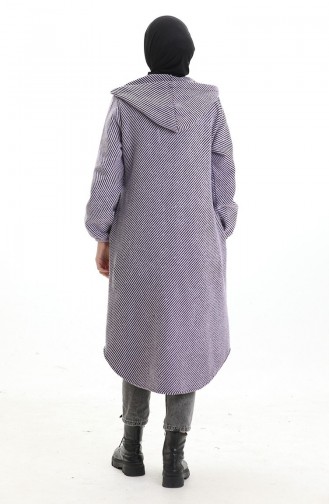 Kaschmir Mantel Mit Kapuze Und Knöpfen 0201-01 Lila 0201-01