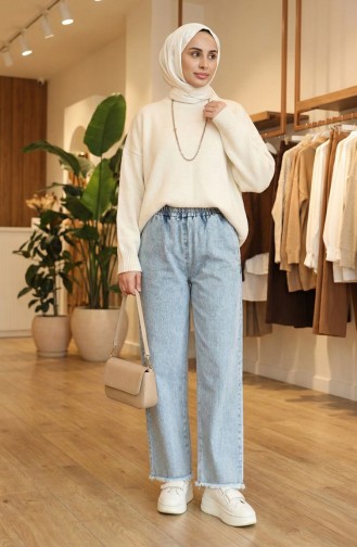 Elastic Waist Jeans 1793-01 Light Blue 1793-01