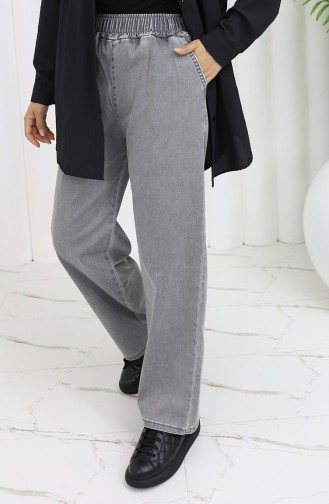 Jeanshose Mit Elastischem Bund 9633-02 Geräuchert 9633-02