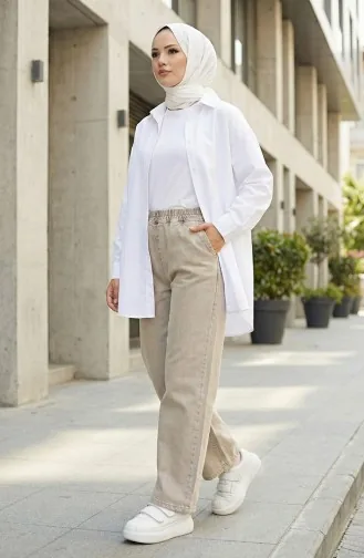 Jeansbroek Met Elastische Taille 9633-06 Steen 9633-06