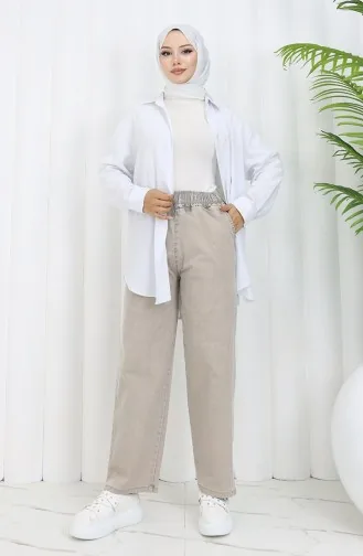 Jeansbroek Met Elastische Taille 9633-06 Steen 9633-06