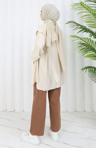 Beli Lastikli Kot Pantolon 9633-10 Koyu Kahverengi