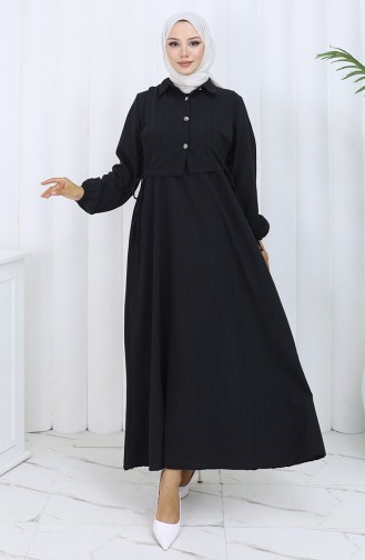 فستان صدرية بأزرار، بدلة من قطعتين، 2119-01 أسود 2119-01