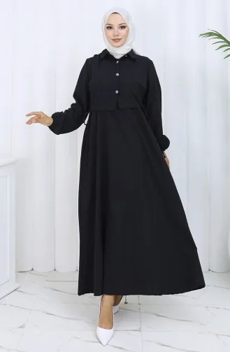 فستان صدرية بأزرار، بدلة من قطعتين، 2119-01 أسود 2119-01