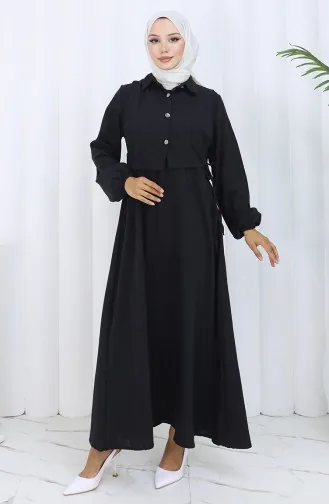 فستان صدرية بأزرار، بدلة من قطعتين، 2119-01 أسود 2119-01