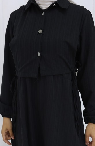 فستان صدرية بأزرار، بدلة من قطعتين، 2119-01 أسود 2119-01