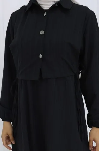 فستان صدرية بأزرار، بدلة من قطعتين، 2119-01 أسود 2119-01