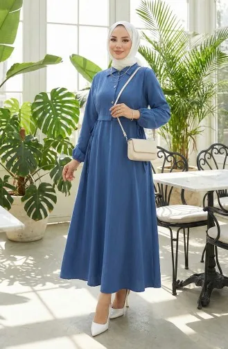 فستان صدرية بأزرار، بدلة من قطعتين، 2119-02 نيلي 2119-02