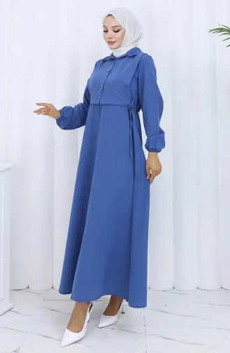 فستان صدرية بأزرار، بدلة من قطعتين، 2119-02 نيلي 2119-02