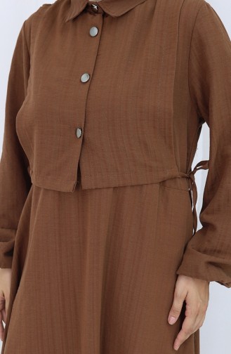 فستان صدرية بأزرار، بدلة من قطعتين، 2119-03، بني 2119-03