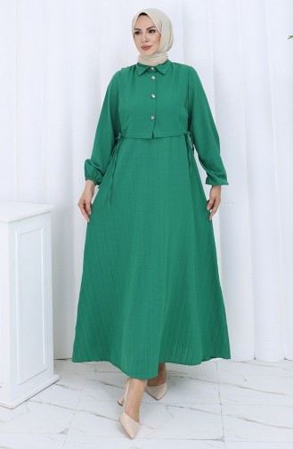فستان صدرية بأزرار، بدلة من قطعتين، 2119-04، أخضر زمردي 2119-04