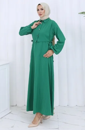 فستان صدرية بأزرار، بدلة من قطعتين، 2119-04، أخضر زمردي 2119-04
