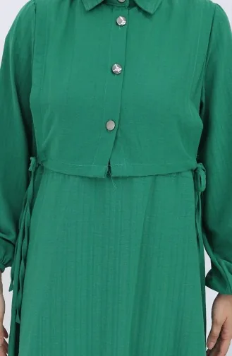 فستان صدرية بأزرار، بدلة من قطعتين، 2119-04، أخضر زمردي 2119-04