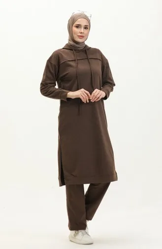 İki İplik Eşofman Takım 3034-06 Kahverengi