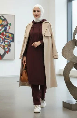 Iki Iplik Eşofman Takım 3034-14 Mürdüm