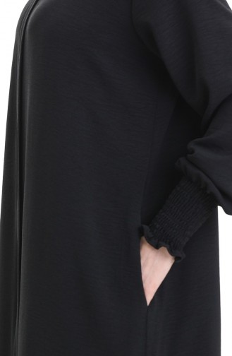 عباية من قماش الكتان الكريمي 5095-01 أسود 5095-01