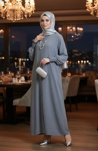 Abaya En Lin Crème 5095-02 Gris 5095-02