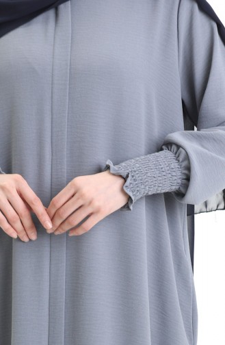 عباية من قماش الكتان الكريمي 5095-02 رمادي 5095-02