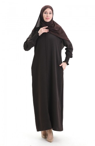 Abaya En Lin Crème 5095-03 Marron 5095-03